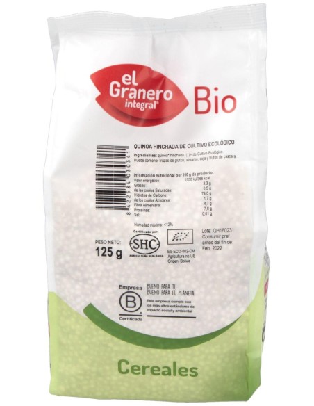 Granero Alimentacion Quinoa Hinchada Bio 125G