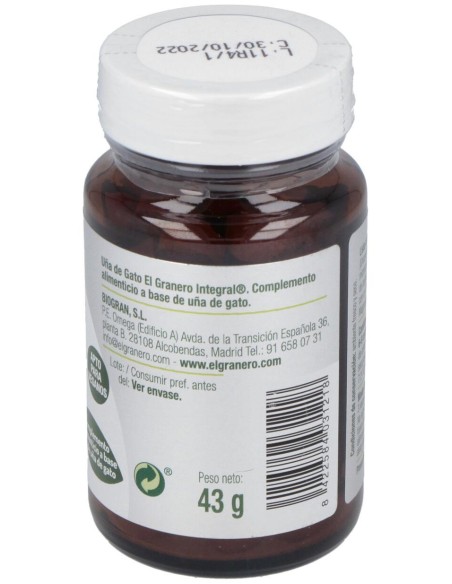 El Granero Uña Gato Forte 400 Mg 100 Comp