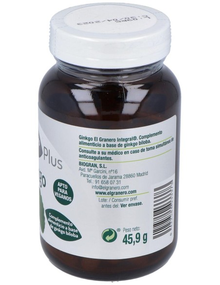 El Granero Integral Ginkgo Biloba 600Mg 90 Cáps