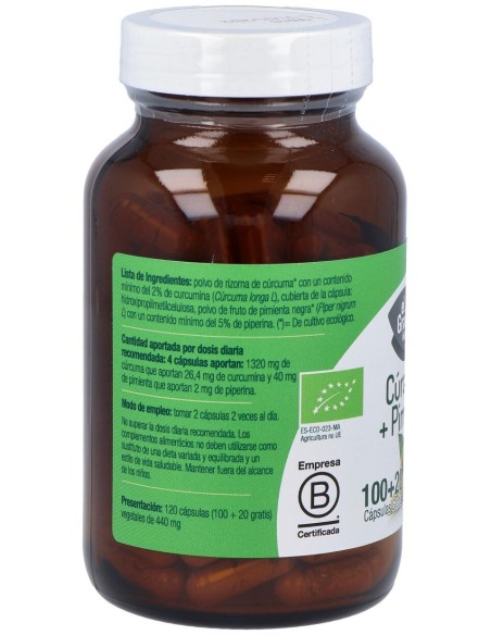 El Granero Cúrcuma + Pimienta Plus Bio 120Caps