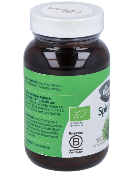 Granero Complemento Spirulina Bio 180 Comp