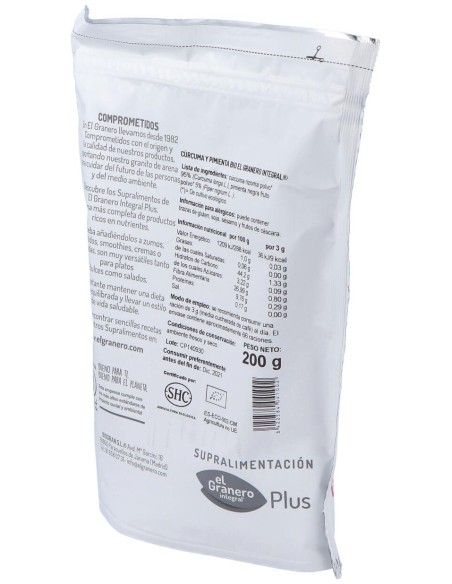 Curcuma Y Pimienta Superalimento Bio 200Gr.