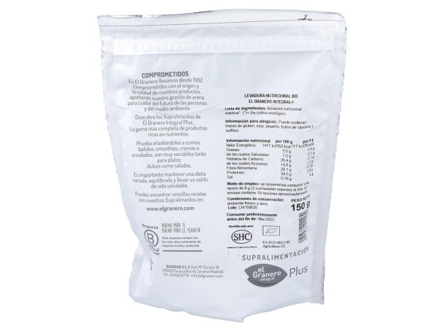 Levadura Nutricional Superalimento Bio 150Gr.