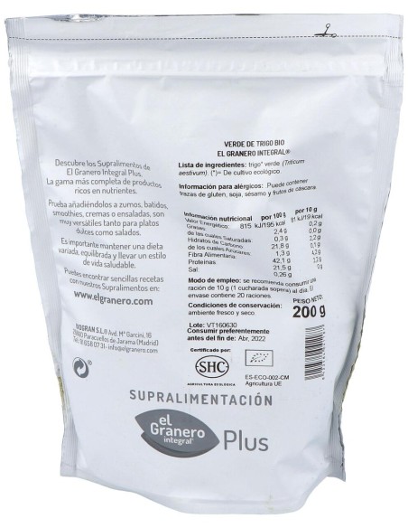 Verde De Trigo Superalimento Bio 200Gr.