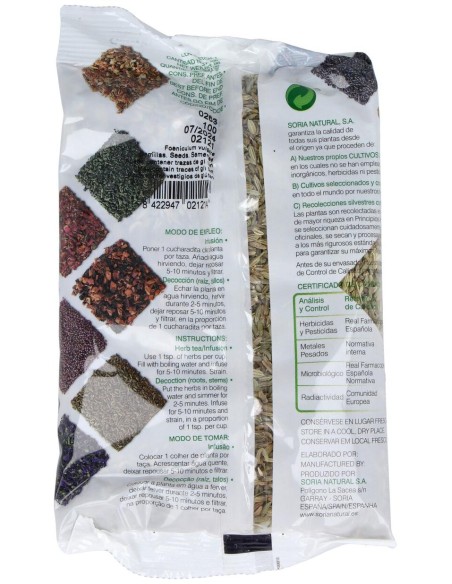 Soria Natural Hinojo Semillas Bolsa 100G
