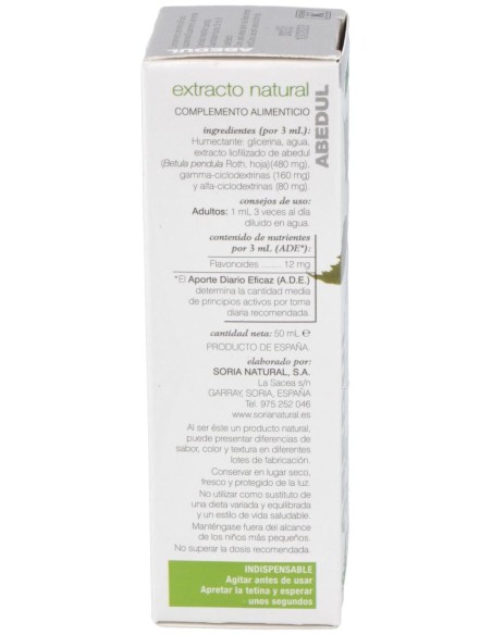 Extracto Abedul Xxi 50 Ml Soria Natural