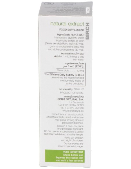 Extracto Abedul Xxi 50 Ml Soria Natural