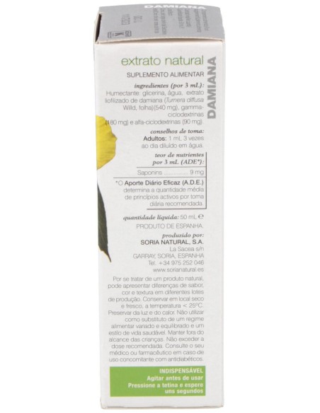Extracto Damiana Xxi 50 Ml Soria Natural