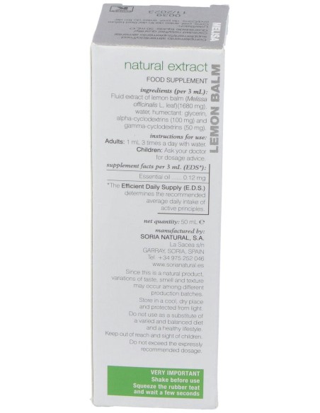 Extracto Melisa Xxl 50 Ml Soria Natural