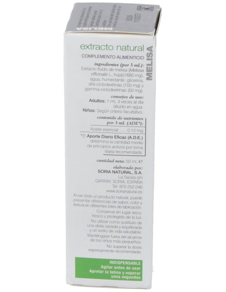 Extracto Melisa Xxl 50 Ml Soria Natural
