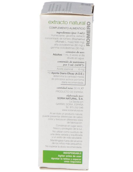 Extracto Romero 50Ml Xxi Soria Natural