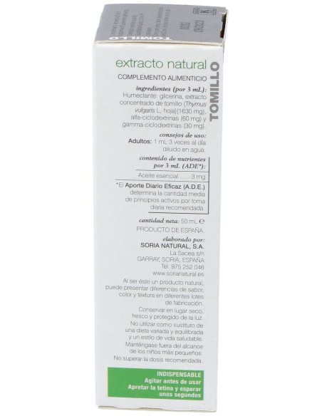 Extracto Tomillo Xxi 50 Ml Soria Natural