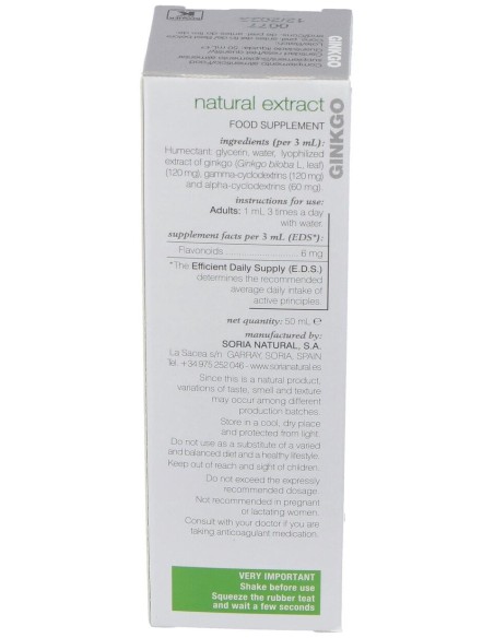 Extracto Ginkgo 50 Ml Xxi Soria Natural