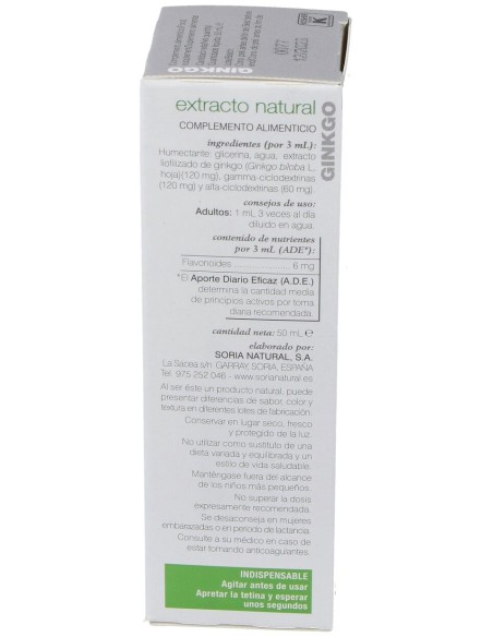 Extracto Ginkgo 50 Ml Xxi Soria Natural