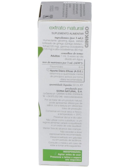 Extracto Ginkgo 50 Ml Xxi Soria Natural
