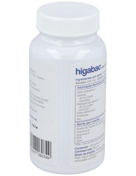 Higabac Aceite De Higado De Bacalao 125 Perlas