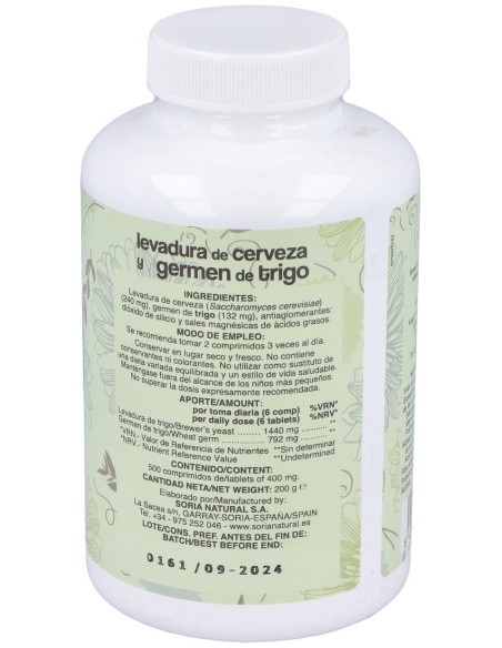 Soria Natural Germen De Trigo + Levadura De Cerveza 500Comp
