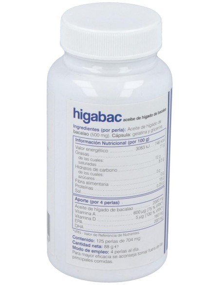 Higabac Aceite De Higado De Bacalao 125 Perlas