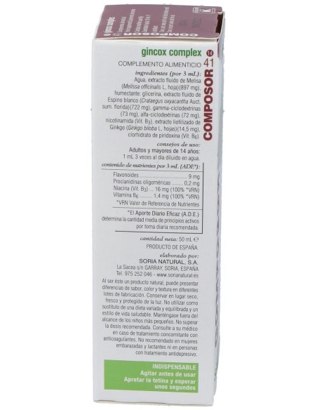 Soria Natural Composor 41 - Gincox Complex 50Ml