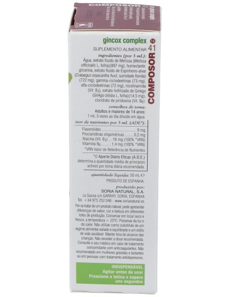 Soria Natural Composor 41 - Gincox Complex 50Ml