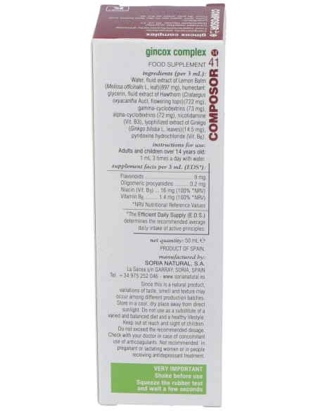 Soria Natural Composor 41 - Gincox Complex 50Ml