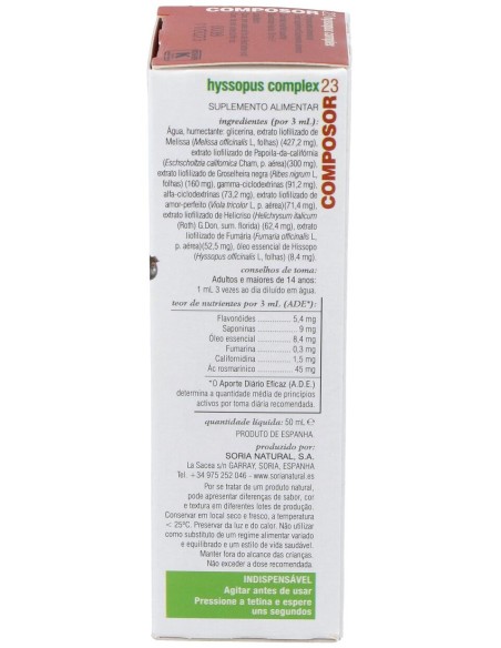 Soria Natural Composor 23 - Hyssopus Complex 50Ml