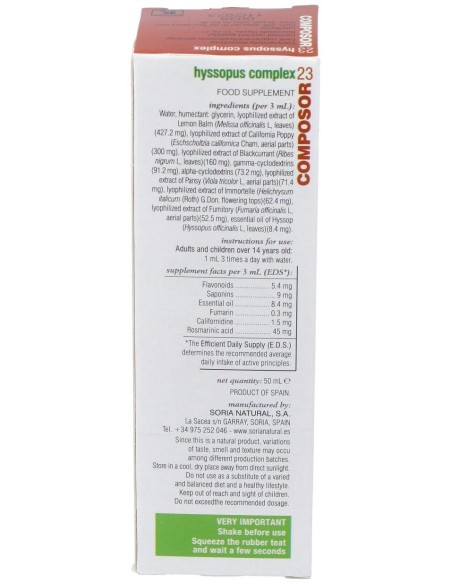 Soria Natural Composor 23 - Hyssopus Complex 50Ml