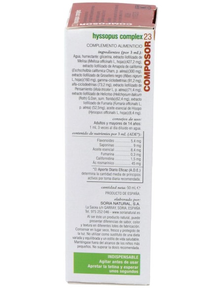Soria Natural Composor 23 - Hyssopus Complex 50Ml