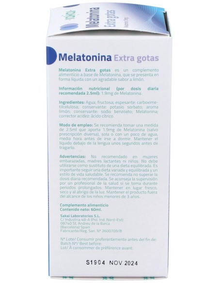 Melatonina Extra Gotas 60Ml.
