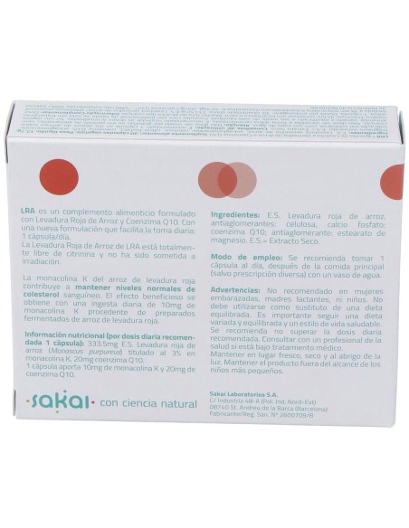 Lra Levadura Roja De Arroz + Q10 30Cap.