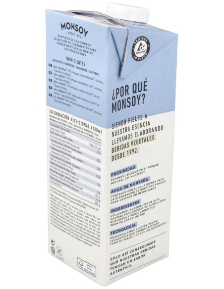 Monsoy Leche De Almendras Sin Azúcar Bio 1000Ml