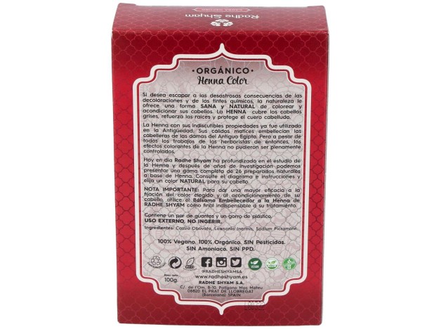 Radhe Shyam Henna Tinte Nat Caoba Osc Polvo 100Gr