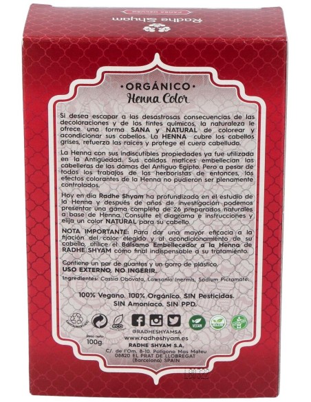 Radhe Shyam Henna Tinte Nat Caoba Osc Polvo 100Gr
