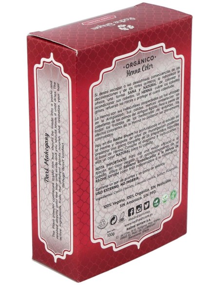 Radhe Shyam Henna Tinte Nat Caoba Osc Polvo 100Gr