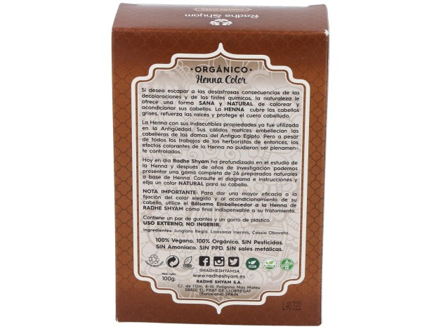 Radhe Shyam Henna Castaño Claro Polvo 100G