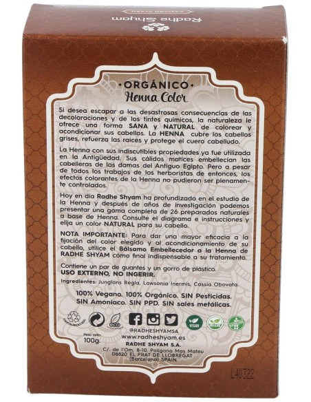 Radhe Shyam Henna Castaño Claro Polvo 100G