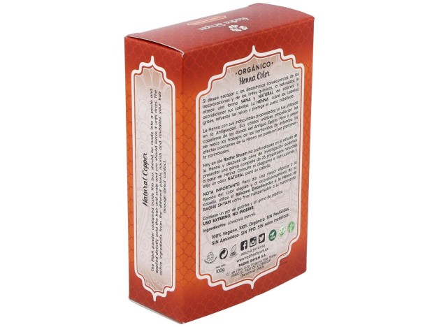 Radhe Shyam Henna Tinte Natur Cobre Polvo 100Gr