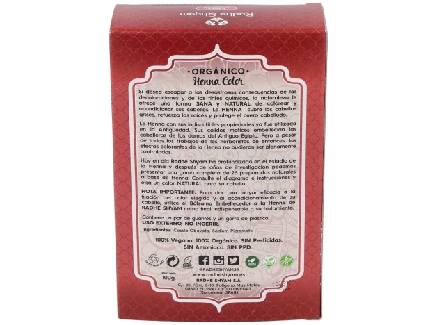 Radhe Shyam Henna Caoba Luminoso Polvo 100G