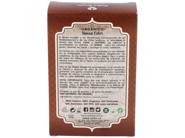 Radhe Shyam Hena Tinte Natural Castaño Oscuro...