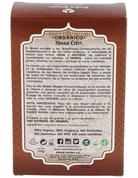 Radhe Shyam Hena Tinte Natural Castaño Oscuro Polvo 100Gr