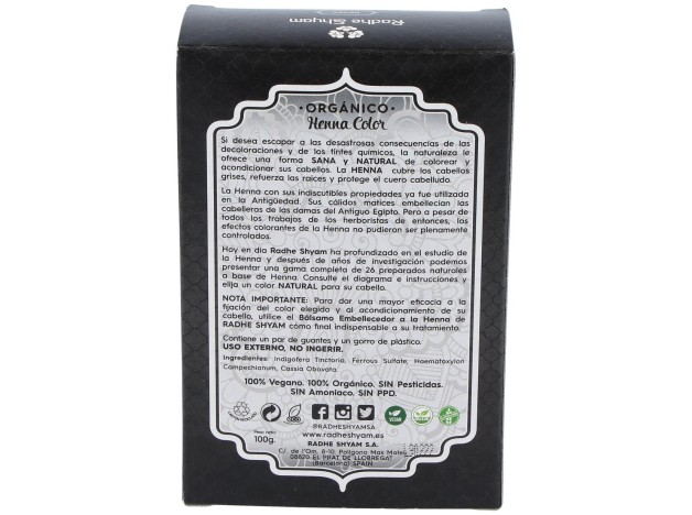 Radhe Shyam Henna Color Negro 100Ml