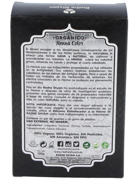 Radhe Shyam Henna Color Negro 100Ml