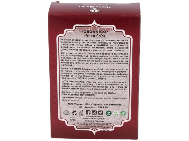 Radhe Shyam Henna Castaño Caoba Polvo
