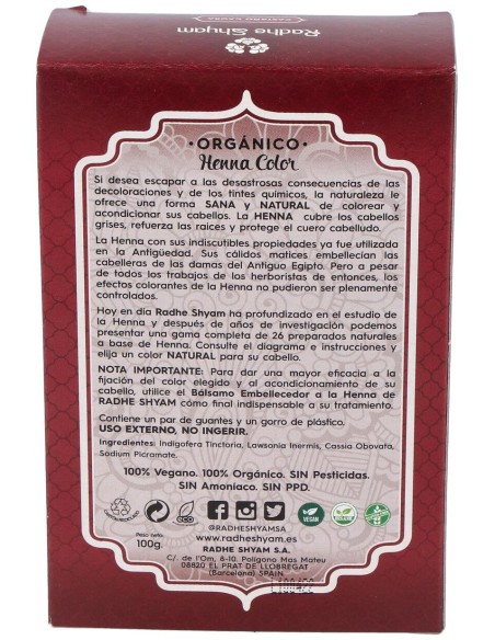 Radhe Shyam Henna Castaño Caoba Polvo