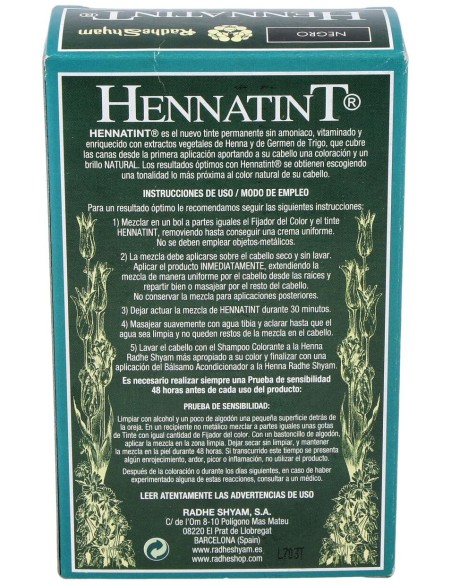 Radhe Shyam Hennatint Negro 60Ml