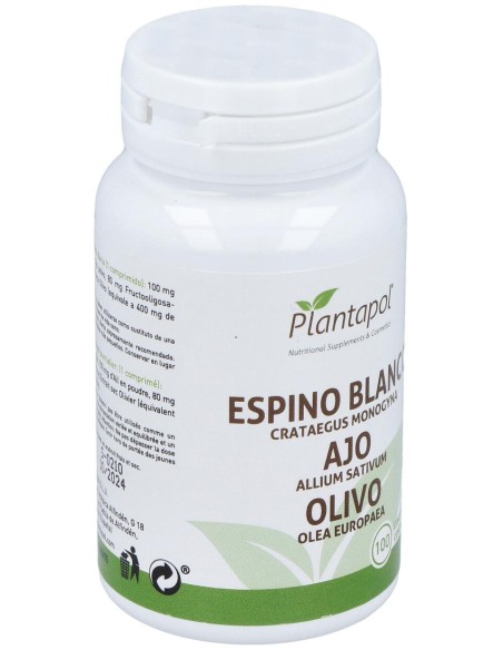 Plantapol Espino Blanco_ Ajo_ Olivo 100 Comprimidos