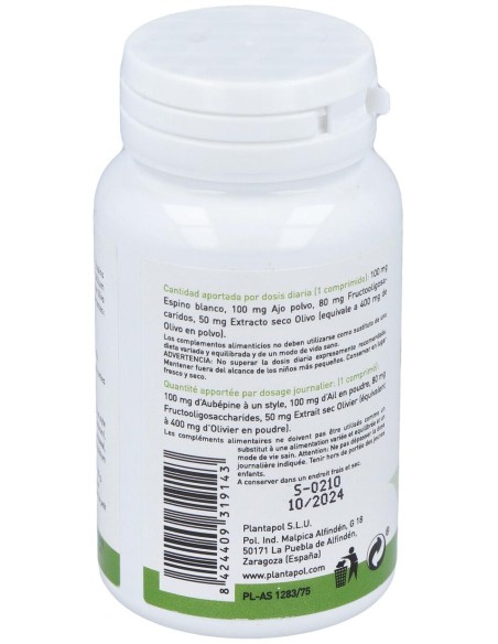 Plantapol Espino Blanco_ Ajo_ Olivo 100 Comprimidos