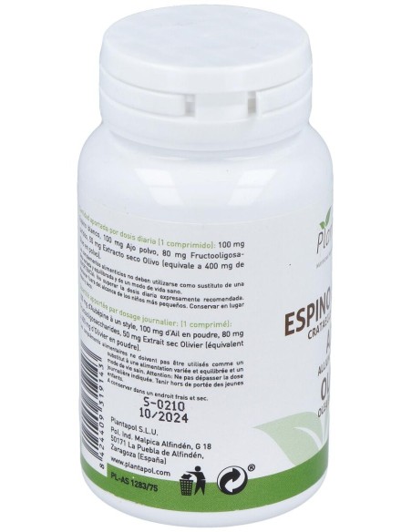 Plantapol Espino Blanco_ Ajo_ Olivo 100 Comprimidos