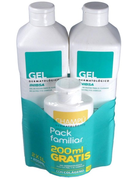 Pack Inibsa Gel Dermatológico + Champú Suave, 3 Uds
