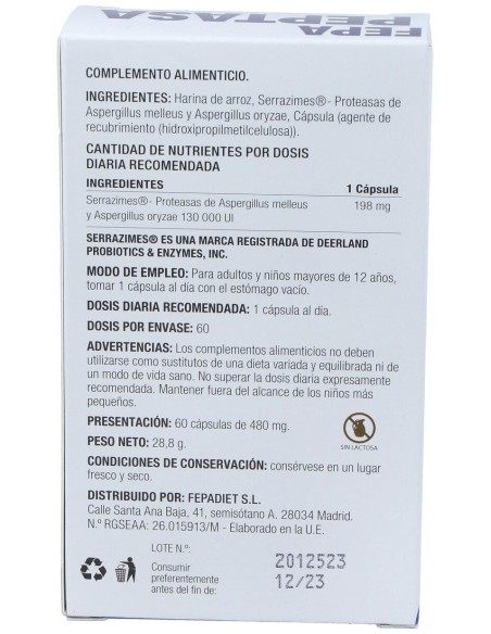 Fepa-Peptasa 130.000Ui 60Cap.